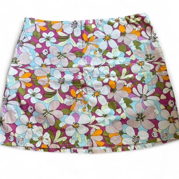 Y2K Floral Mini Skirt Magenta Euro Vintage A-Line Coquette Girly Vibes - Picture 3 of 3